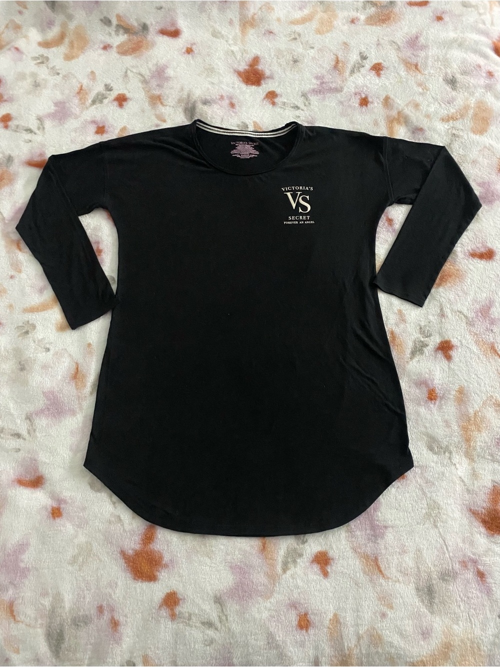Victoria's Secret forever an angel Black 3/4 Sleeve Scoopneck pj dress